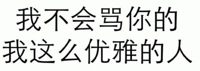 这是一张纯文字图片，背景为白色，上面用黑色字体写着两行中文：“我不会骂你的”和“我这么优雅的人”。整体通过简洁的文字表达一种略带调侃和自嘲的语气，暗示说话者以“优雅”为标榜，不会采用骂人的方式。图片中无人物、动物或其他视觉元素，仅由文字构成。