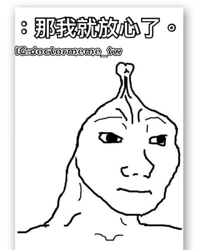 一张黑白线条风格的表情包，画面主体是一个头部造型独特的卡通人物，头顶有类似发髻的结构，面部表情平静，眉毛微微上扬，嘴角平直。图片上方配有文字“那我就放心了”，表达一种释然、安心的情绪。