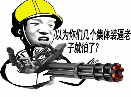 黄头盔拿加特林怼人：以为集体装逼就怕了？