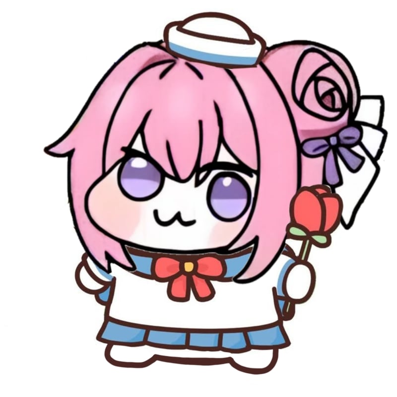 胜利女神妮姬二创角色Doro手持玫瑰卡通形象