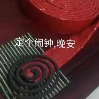这张梗图展示了一个红色闹钟的特写，图片上叠加着文字'定个闹钟，晚安'。闹钟通常用于提醒起床，但文字内容却是晚安，形成一种幽默的反差，调侃了人们睡前设置闹钟的日常习惯，整体氛围轻松搞笑。