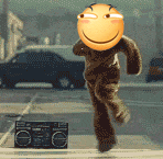 笑脸emoji头套人街头魔性舞蹈GIF