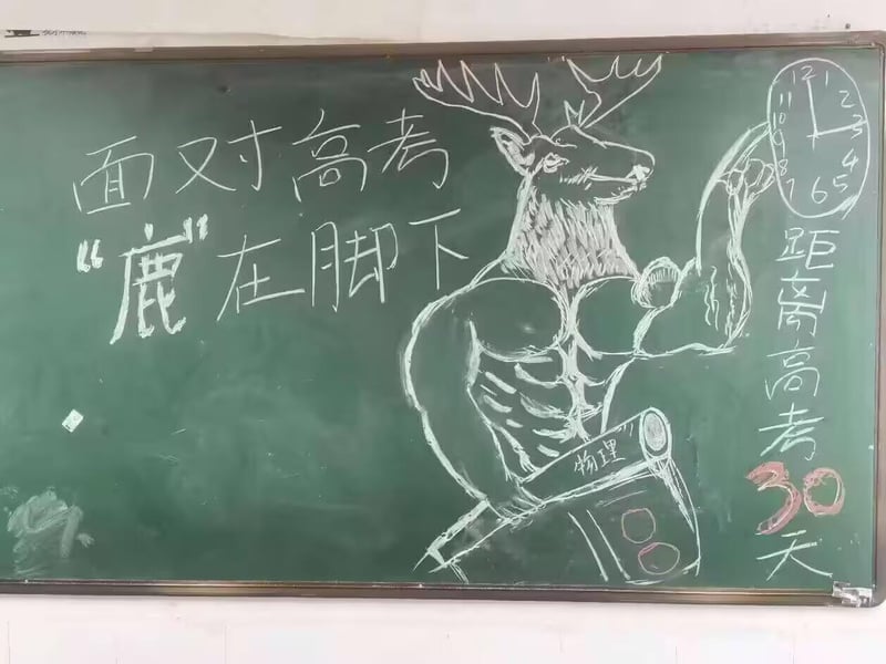 原创校园粉笔画