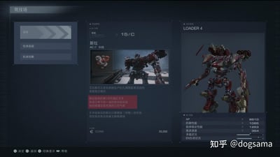 这是机甲动作游戏《装甲核心6：境界天火》的竞技场对手信息界面截图，界面分为三个核心区域：左侧是竞技场功能选项栏，包含出击、机体组装、机体档案三个操作选项；中间是对手「斯拉（AC//纠结）」的详细档案，介绍了他是卢比孔星系的老练独立佣兵，接受过成功率不足一成的高危强化手术，术后仅承接狩猎类任务，同时标注了击败他可获取33000 COAM的报酬；右侧是斯拉的专属机甲「LOADER 4」的外观展示与性能参数面板，清晰列出了AP、防御性能、推进速度等核心战斗属性，整体界面风格冷峻硬核，充满机甲题材游戏的厚重质感。