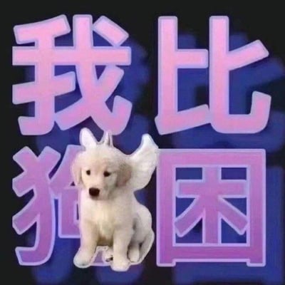 图片背景为深色，中央是一只带有白色天使翅膀的小白狗，表情平静地坐着。周围环绕着大号粉色立体文字“我比狗困”，整体风格可爱，用于幽默表达极度困倦的状态，比狗还要困。