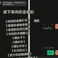这是一张竖屏手机的小说阅读APP界面截图，展示了一系列充满反差感的家族向小说标题，将普通的家庭成员身份与“金牌打手”“双花红棍”“天眼麒麟儿”这类极具江湖感、爽文感的设定结合，用夸张的反差制造荒诞搞笑的效果，每一个标题都打破了大众对家庭关系的常规认知，充满戏剧性与趣味性。