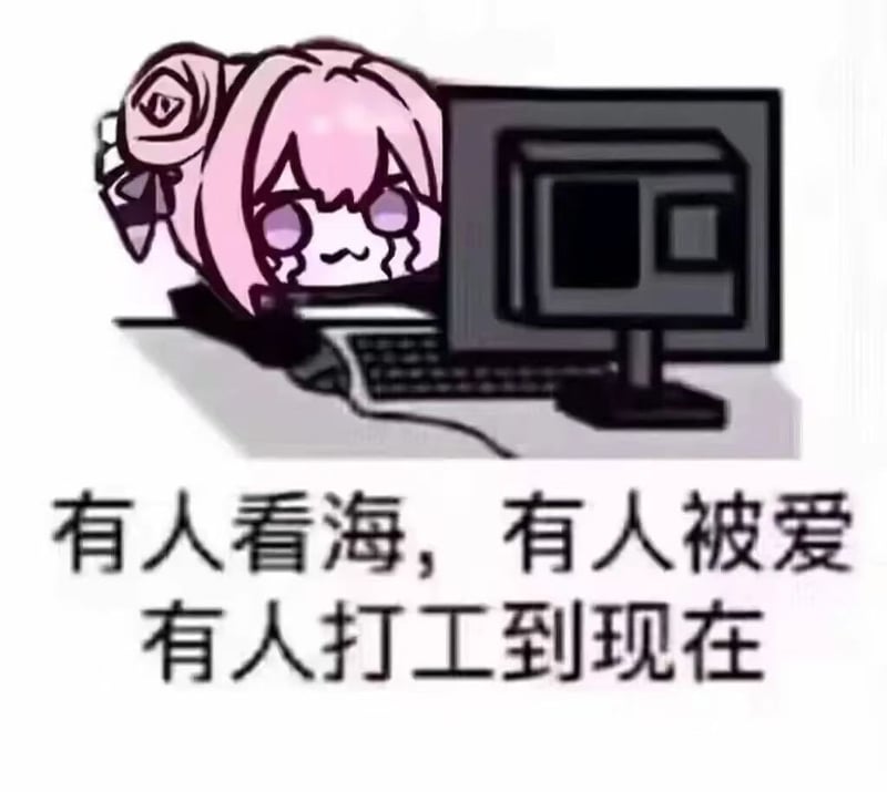 Doro打工到深夜表情包：有人看海有人被爱，我在加班