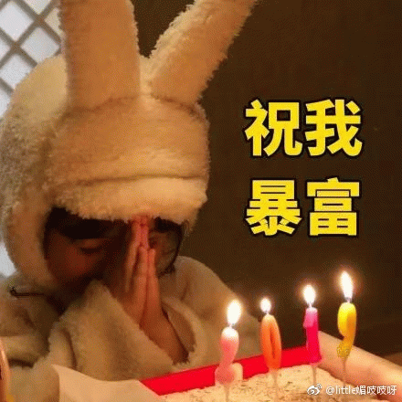 权律二戴兔耳帽许愿暴富表情包