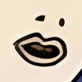 这是一张简笔画风格的静态图片，画面主体为一个简洁的面部形象。脸部背景呈浅色，上方有两个小黑圆点作为眼睛，下方是一个夸张张开的黑色嘴巴，右侧边缘可见一小部分深色边框。整体线条简单流畅，风格卡通化，无任何文字内容或复杂细节，给人一种简洁明快的视觉感受。