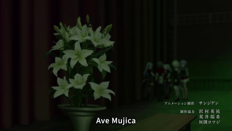 MyGO! 场景截图：Ave Mujica 与白色百合