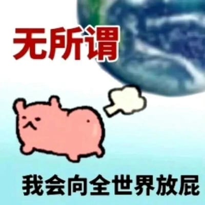 这是一张静态的图文混排类搞笑表情包，画面上方是醒目的红色文字“无所谓”，画面中间是一个表情不爽、看起来气鼓鼓的粉色卡通小猪，小猪屁股后方有一团代表放屁的白色云朵，画面底部配有黑色文字“我会向全世界放屁”，背景还露出了地球的部分图案。整张图用夸张、荒诞的方式，表达一种摆烂、破罐子破摔的情绪，当人们遇到让自己不满或无奈的事情时，可以用这张图来幽默地宣泄负面情绪，带有自嘲和搞笑的意味。