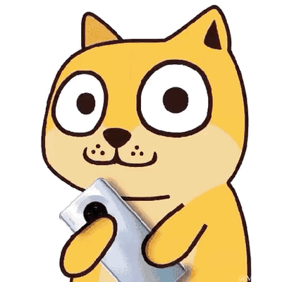 这是一个动态GIF表情，画面主体是一只黄色的卡通猫咪，它睁着圆溜溜的大眼睛，眼神里满是好奇与专注，双手紧紧抱着一部智能手机，身体还有轻微的晃动，生动地表现出专注看手机、被手机内容吸引的状态，适合在日常社交中用来表达自己吃瓜、专注浏览内容的情绪。