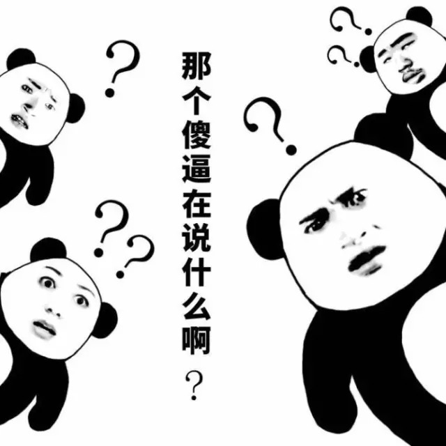 熊猫头疑惑表情包：那个傻逼在说什么啊？