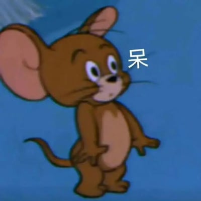 这是一张经过二次创作的表情包，主体是经典动画《猫和老鼠》中的角色杰瑞。图中的杰瑞双眼圆睁，身体僵直地站立着，双手自然下垂，面部呈现出明显的呆愣、茫然的神情，在它脸部的右侧配有一个醒目的白色“呆”字，直接点明了角色此刻的情绪状态。这张图生动地还原了人在遭遇意外状况、收到震惊消息时大脑空白、不知所措的反应，非常适合在社交聊天中用来表达自己懵圈、呆滞的情绪。