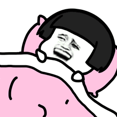 卡通女孩睡觉挣扎的四个阶段