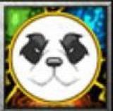 这是一张正方形的带边框卡通图像，主体是一个卡通熊猫的脸部，熊猫有着标志性的黑色眼圈和耳朵，搭配白色的脸部区域，表情呆萌平静，整体风格简洁可爱，是一张可用于聊天、社交平台的表情素材图，圆形的边框也让图像更具规整感。