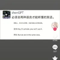 这是一张竖屏手机格式的社交媒体截图梗图，图中展示了一个需要中英双语才能理解的冷笑话：标题为“必须会两种语言才能听懂的笑话”，下方是女生和男生的英文对话，女生说“It's private, you can't sit.”，男生回应“But we are in the same class.”。
笑点解析：英文里“class”兼具“班级”和“课程”的含义，女生表达的是“这是私人座位，你不能坐”，而男生误解为女生说的是“私人课程（private class）”，于是以“我们是同一个班级的”回应，产生了错位的冷幽默效果，需要理解英文的词义双关才能get到笑点。