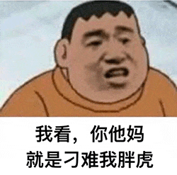图片为《哆啦A梦》中角色胖虎的面部特写截图，他眉头紧锁，嘴巴张开，表情愤怒，下方配有文字'我看，你他妈就是刁难我胖虎'，生动展现了胖虎被激怒时的经典状态，常被网友用于表达被故意为难时的不满情绪。