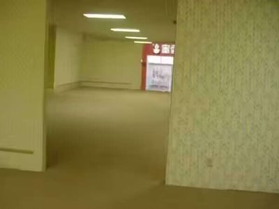这张图拍摄的是一处室内走廊场景，远处可见蜜雪冰城的门店招牌，由于地面的纹理与拍摄角度的共同作用，形成了强烈的视觉错位效果，看起来仿佛走廊地面变成了积水的水面，给人一种迷惑又有趣的视觉体验。
这是典型的视觉错位现象，利用地面纹理和拍摄视角让观察者产生空间认知上的误判。