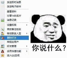 熊猫头疑惑：你说什么？删除好友警告