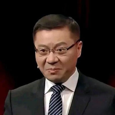 这是一张学者张维为的节目视频截图，他身着深色西装、白色衬衫搭配蓝白条纹领带，佩戴着眼镜，面部表情十分微妙，眼神和嘴角的状态传递出一种略带审视、不屑的情绪，这张截图被网友用作表达质疑、不认同态度的表情包在网络流传。