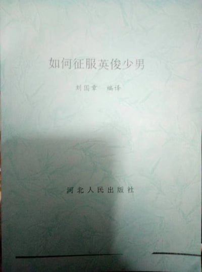 这是一张图书封面照片，封面内容为《如何征服英俊少年》，下方注有编译者“刘国幸”和“河北人民出版社”字样。图片整体营造出一种颇为正经、官方的氛围，但因标题设定十分“离谱”且带有夸张的恋爱攻略意味，极具反差萌和幽默感，常被网友用来调侃“想谈恋爱”或“怎么追帅哥”等话题。

双关/暗示说明：标题“如何征服英俊少年”本身带有揶揄和玩笑成分，属于恋爱、追星等语境下的网络热梗，有夸张、无厘头的趣味效果。