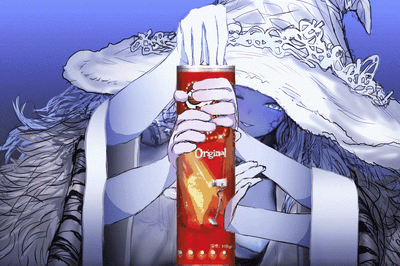这是一张魔性动态GIF图，将游戏《艾尔登法环》中拥有多只手臂的角色菈妮，与品客（Pringles）薯片罐进行创意合成，画面里菈妮的多只手做出从罐中伸出、握住罐子的循环动作，结合菈妮的角色特性玩梗，搞笑又贴合角色设定，充满反差感。