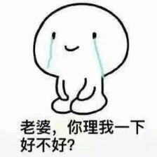 老婆你理我一下好不好的哭泣微笑表情包