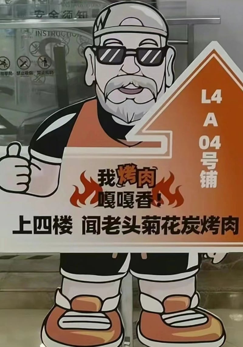 菊花炭烤肉店宣传形象（店主拟人化卡通）