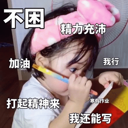 权律二寒假作业表情包：不困！我还能写