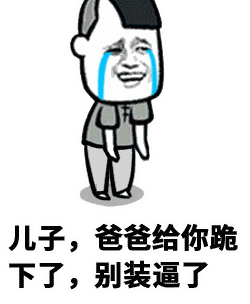 爸爸下跪劝儿子别装逼的搞笑动图