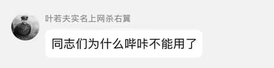 这是一张社交平台的聊天记录截图，界面中显示用户昵称“叶若夫实名上网杀右翼”，其头像是一位身着深色制服、头戴帽子的严肃人物照片，用户在聊天中发出提问：“同志们为什么哔咔不能用了”，向同好求助该漫画阅读软件无法使用的原因。
关于问题的回答：哔咔无法使用通常有这些常见原因：1. 软件服务器处于维护或故障状态，导致暂时无法连接访问；2. 网络环境受限，比如地区网络管制、网络连接不稳定等情况；3. 软件版本过旧，未更新到适配当前系统的最新版本；4. 设备未授予软件必要的权限，比如网络访问权限等，导致软件无法正常运行。