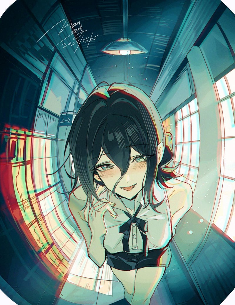 原创黑发少女（左）