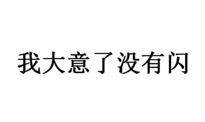 这是一张纯文字梗图，白色背景上用黑色字体居中显示“我大意了没有闪”。这句话源自2020年太极大师马保国的经典语录，因比武失败后辩解视频被网友大量鬼畜恶搞而走红，完美诠释了失败后找借口的荒诞感，成为年轻人自嘲失误、化解尴尬的流行表达。