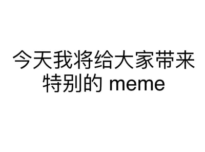 这是一张纯文字静态图，以白色为背景，黑色字体居中展示着文字“今天我将给大家带来特别的meme”，整体风格简洁直白，作为内容预告使用，目的是吸引受众关注后续即将分享的特殊meme内容，起到开场引导的作用。