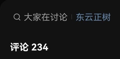 这是一张深色背景的设备界面截图，界面上方呈现搜索栏样式的文字“大家在讨论 | 东云正树”，下方标注“评论 234”，表明当前页面是围绕偶像角色东云正树的讨论板块，共有234条相关评论。