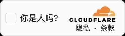 这是一张Cloudflare提供的人机验证网页UI截图，界面左侧是一个空白复选框，旁边配有文字“你是人吗？”，右侧是Cloudflare的品牌标识，包含橙色云朵样式的图标、英文名称“CLOUDFLARE”，以及下方的“隐私·条款”文字。该界面是网站用于区分人类用户与自动化程序的验证环节，属于常见的网络安全防护类网页交互界面，整体布局简洁清晰，为横屏电脑端的网页格式。