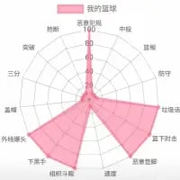 这是一张篮球能力值雷达图，标题为“我的篮球”，图中仅“篮下终结”一项能力值拉满至100，其余诸如运球、抢断、突破、三分、盖帽、外线投篮、下顺、组织斗数、速度、急停撤步、直下出击、防守、中投、无球、空切等所有篮球相关能力值均为0，用这种极端夸张的对比方式，调侃自己只会篮下终结这一项篮球技能，其余能力完全为零，充满了自嘲和搞笑的意味。