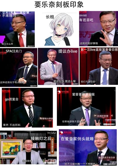 这是一张用张维为《这就是中国》节目截图拼接而成的衍生梗图，用来调侃BanG Dream! It's MyGO!!!!!中角色要乐奈的各种刻板印象行为：
1. 不爱练习，对应「不来练习」配张维为「那又怎么样」的截图
2. 展示要乐奈银发异瞳的长相
3. 喜欢芭菲，对应「有芭菲吃」配「这绝对是好事情」
4. 对应SPACE关门事件，配「这种结局似乎有点荒谬」
5. 提议办live，对应「就这么办 就这么做」
6. 第一次live直接演奏《春日影》，对应「我们不等你的」
7. GO团复合，对应「果然 不出所料」
8. 对爱音要做演出服不关心，对应「坦率地讲我不是特别关心」
9. 接触灯之后的态度转变，对应「我喜欢你」
10. 在爱音家倒头就睡，对应「你不可能叫醒一个不想醒的人」
通过严肃节目台词和二次元角色行为的结合，制造反差搞笑的效果。
