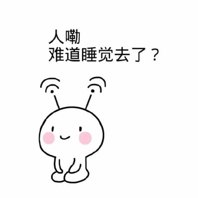 一张简单的卡通风格图片，展示了一个可爱的白色圆形角色，有着两根天线状的突起和粉色腮红。角色上方有文字：'人嘞 难道睡觉去了？'，表达了对周围没有人的疑惑。