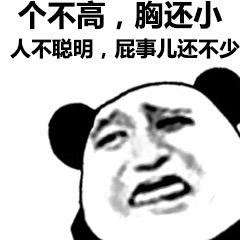 熊猫头自嘲梗图：个不高胸还小人不聪明屁事儿还少
