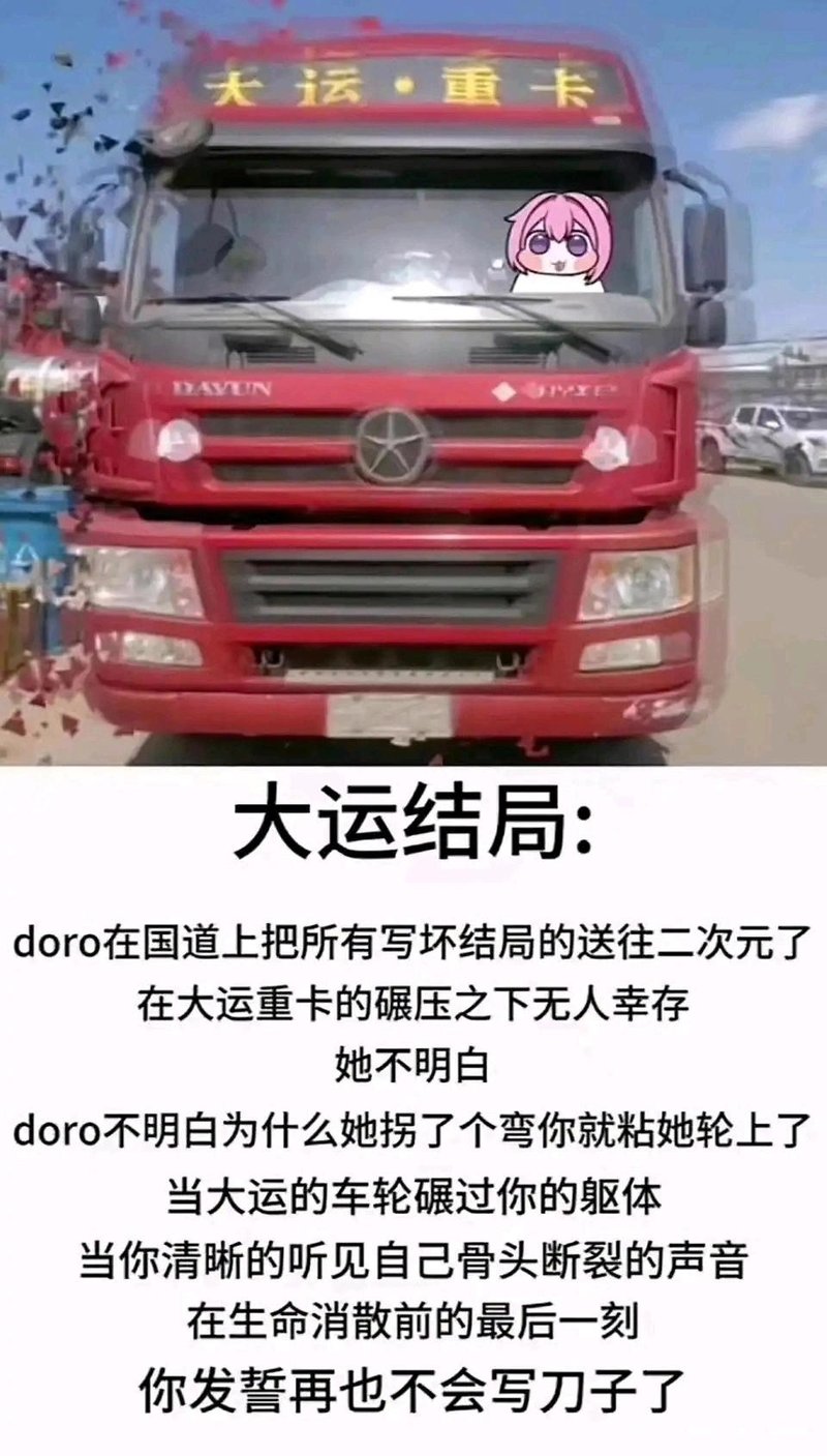 大运结局：doro在国道上把所有写坏结局的送往二次元了