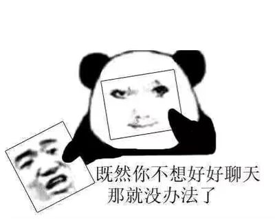 这是一张P图改编的静态表情包，主体是经典的熊猫头形象，脸部位置被替换成一张略带无奈和不满的人脸，熊猫头一只手举着这张人脸图，另一只手拿着一张倒过来的写有“100分”的图片，图片底部配有文字“既然你不想好好聊天 那就没办法了”。整体画面通过熊猫头的动作和配文，传递出在聊天过程中，当对方不配合、态度敷衍时，发送者无奈又略带破罐破摔的情绪，常用于聊天场景中表达对对方聊天态度的不满，宣告本次聊天难以继续推进的状态。