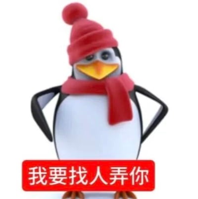 图片中是网络梗图《高雅人士》的衍生版本，主角为一只3D企鹅。企鹅头戴红色毛线帽，脖子围着红色围巾，双手叉腰站立，表情略带严肃。图片底部有红色背景白色文字的标语“我要找人弄你”。该衍生图保留了原作“笨拙体态+人类装扮”的反差萌特点，将原本的墨镜领带精英装扮改为冬季保暖服饰，搭配强硬的威胁语录，形成幽默的视觉效果。