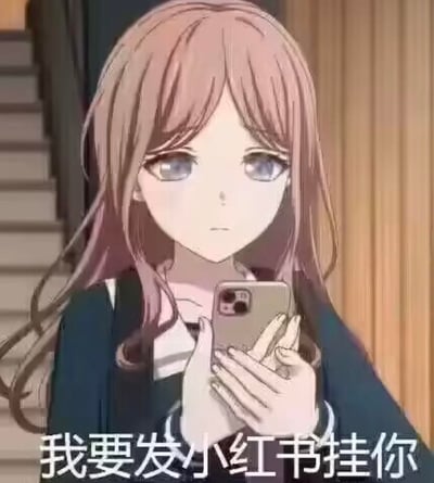 这是一张二次创作的梗图，使用了动画《BanG Dream! It's MyGO!!!!!》中长崎爽世的截图，图里的长崎爽世双手捧着智能手机，脸上带着委屈又严肃的神情，画面下方添加了文字“我要发小红书挂你”。将动画角色的情绪与现实中流行的社交平台挂人行为结合，用来表达对某人的不满，想要在公开社交平台吐槽、曝光对方的情绪，十分贴合年轻人的网络社交语境，没有双关、谐音梗等内容。