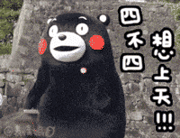 动图中熊本熊做出一系列夸张的肢体动作，配合面部搞怪表情，旁边配有文字“四不四想上天！！”，整体呈现出一种活泼搞笑的氛围，仿佛在俏皮地调侃或表达夸张的情绪。