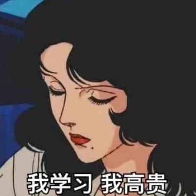 这张图片是一张经典的动漫风格梗图，画面下方配有醒目的白色粗体黑边字：“我学习 我高贵”，常用于网络调侃自己在学习时展现出的‘高尚’姿态。图片源自早期日本动漫的截图，常被网友用来表达自嘲、反讽等情绪。

整体有明显的自嘲和‘装高贵’的幽默色彩。
