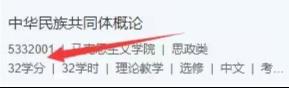 这是一张展示高校思政类课程《中华民族共同体概论》的纯文字网页截图，清晰列出了课程编号5332001、所属马克思主义学院、课程类型为思政类，还标注了32学分、32学时、理论教学、选修、中文等课程核心属性，为需要选课或了解该课程的用户提供了实用的基础参考信息。